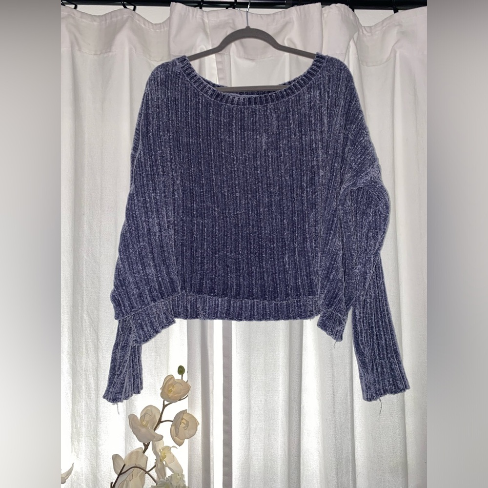 Soft oversized blue knit sweater